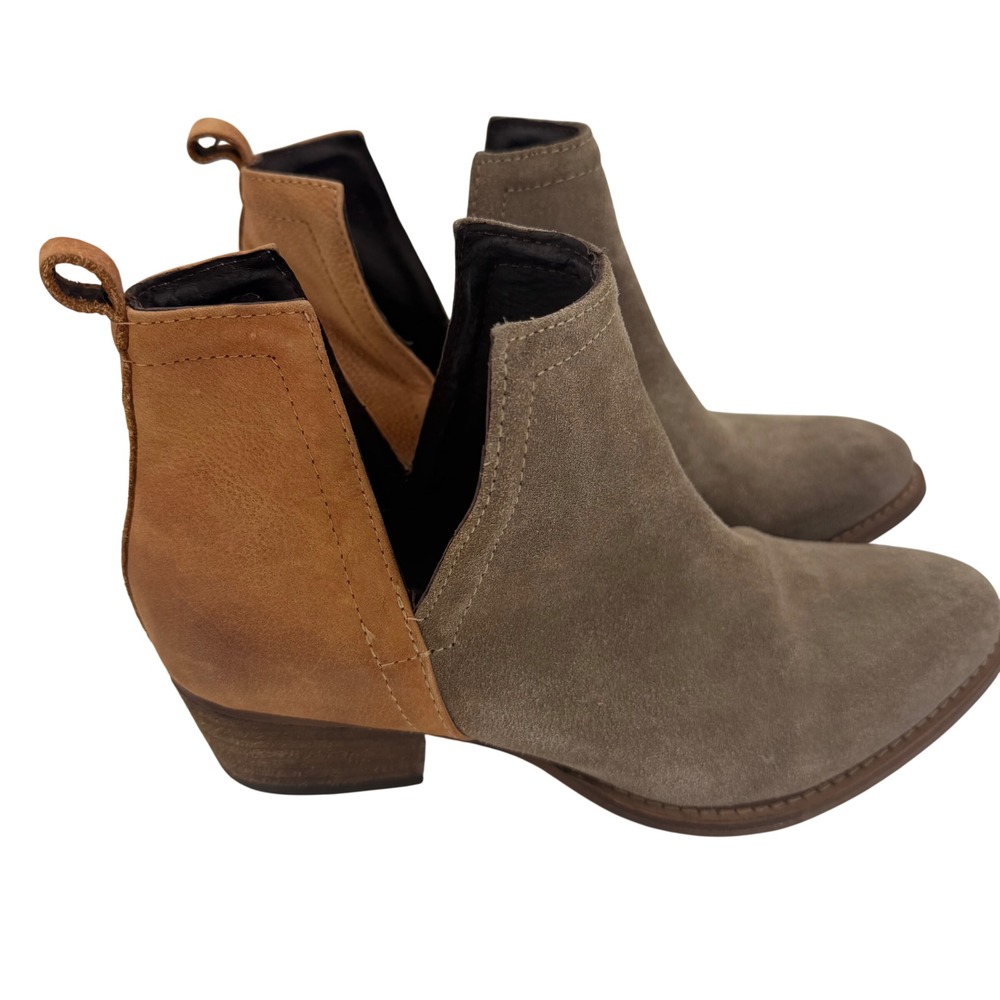 Diba True Two Tone Suede Leather Booties Taupe Tan Womens 8M versatile, classic